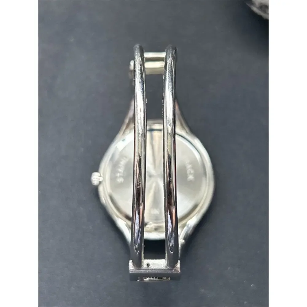 Smiley Face Silver Tone Women’s Cuff Watch